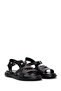 Women's Black Ankle Strap Genuine Leather Sandals 25Sfd360618 - 3