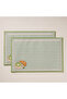 2-Piece Matcha Latte & Croissant Embroidered Premium Duck Fabric Placemat Set – with Liquid Repellent Feature