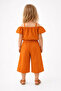 Girl's Cotton Off-Shoulder Capri Buttoned Summer Top and Bottom Set - 2