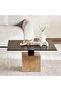 Alvera Coffee Table Travertine - Black & Beige - 2