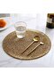 مفرش طاولة مطرز من زيفران بقطر 38 سم - ذهبي
