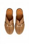 U944150403 Tan Genuine Leather Closed Front Women's Slippers - 5