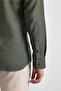 Dark Green Slim Buttoned Collar Plain Casual Shirt - 3