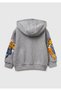 Boy's grey mixed zip-up sleeve printed hooded sweatshirt - 2