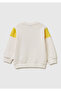 Boy's white multi-color printed sleeve detailed crew neck sweatshirt - 2