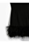 Otriş Detailed Mini Dress with Cross Straps on the Back and Slits - 8