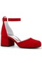 Merida Red Suede Thick Heeled Girl's Heeled Shoes - 2