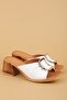 Genuine Leather Mid-Heel Buckle Women's Slippers Pkr.19008 White - 3