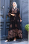 Balloon sleeve viscose dress 5581-05 black