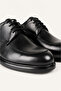 Men's Black Genuine Leather Lace-Up Shoes - Blumen - 3