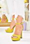 Yellow Platform Thick Heeled Women's Shoes K404580109 - 3