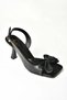 K749384909 Black Ribbon Detailed Women's Heeled Shoes - 7