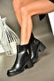 R654006503 Black Genuine Leather Thick Heeled Women's Boots - 3
