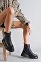 Genuine Leather Black Women's Serrated Sole Leather Boots Trc-216576 - 3