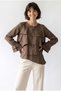 4850 Women's Flounce Asymmetrical Cut Draped Blouse Brown - 3