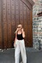 Belted Waist Tie Linen Pants - 5