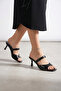Avelin Flexible Soft Non-Slip Sole (4 cm) Black Patent Leather Single Strap Heeled Slippers
