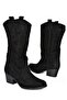 R973934002 Black Suede Low Heeled Women's Boots - 7