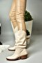 R280080509 Beige Low Heeled Gathered Women's Boots - 6