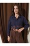 Women's Love Embroidered Plaid Detailed Poplin Crop Shirt - 3