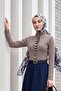 Buttoned Stand Collar Knitwear Cardigan with Ruffles on the Front -Mink - 3