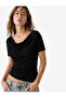 Crepe Fabric Slim Fit Short Sleeve Asymmetrical Collar T-Shirt