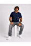 Men's Large Size Crew Neck T-Shirt with Pockets 26145 Navy Blue - 4