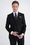 Slim Fit Double Slit 95% Cotton Black Striped Double Breasted Suit Tk 945 - 6