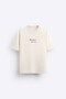 Crew Neck Palm Printed Oversize Beige Men's T-Shirt - 3