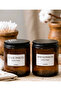 Set of 2 Empty Amber Glass Bathroom Organizer Set Makeup Cotton Ear Cotton Labeled Jars 2X210Cc
