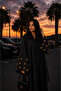 Aya 2-in-1 Buttoned Open Abaya with Hand-Embroidered Floral Design & Matching Hijab