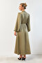 Balloon Sleeve Satin Evening Dress - Çağla - 5