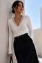 White V-Neck Lace Women's Blouse Mg2633