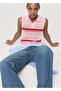 Striped knitwear polo collar blouse - 7