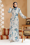 Floral Patterned Stone Hijab Dress 27961Tas - 2