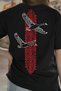 Red Heritage Bird Design 100% Cotton Half Oversize Black T-Shirt