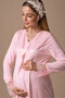 Effortt Pink Maternity and Postpartum Nightgown Set with Robe - 5