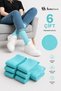 6 Pairs of Unisex Turquoise Colored Cotton Socks - Colorful Tennis Socks