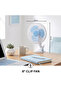 8" Clip Fan - 35W Oscillating Desk Fan, 2-Speed, 3-Blade, Clip-On (White)-HX116 - 7