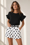 Women's Black Ruffled Sleeve Camisole T-Shirt TSH-19000417 - 3