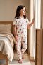 Strawberry Patterned Short Sleeve 100% Cotton Girls' Pajama Set