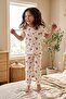 Strawberry Patterned Short Sleeve 100% Cotton Girls' Pajama Set - 4