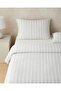 Glint Stripes Yarn Dyed Single Bed Sheet Duvet Cover Set 160X220 cm Beige-Grey - 2
