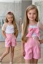 Girl's White Shirt Pink Shorts Buckle Combination Suit Eid Clothing