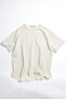 Huston double size khaki striped 100% cotton men's t-shirt - 3