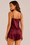 Women's Satin Strap Shorts and Flowy Collar 2-Piece Pajama Set - 2