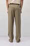 Lace-Up Baggy Fit Linen Trousers Khaki - 6