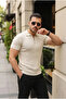 Men's Knitted Pattern Zipper Collar Knitwear T-Shirt - 2