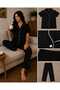 Women's Pajama Set Black Short Sleeves Cotton Soft Textured