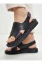 Women's Black Inner and Outer Genuine Leather Orthopedic Soft Sole Daily Sandals - 3